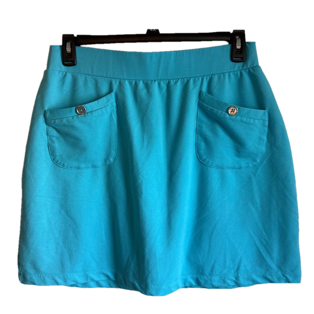 Susan Graver Turquoise Pull-On Skort with Front Pockets